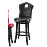 Faux-Leather Nailhead Dining Chair with Elegant Scalloped Back, Black, large