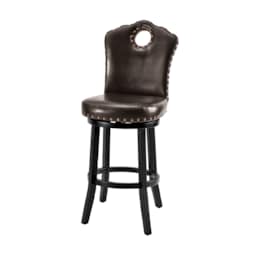 High-Back Swivel Bar or Counter Stool with Nailhead Trim, , large