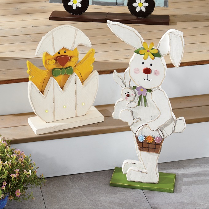 Lit Chunky Wood Cutouts Hatching Chick, , large