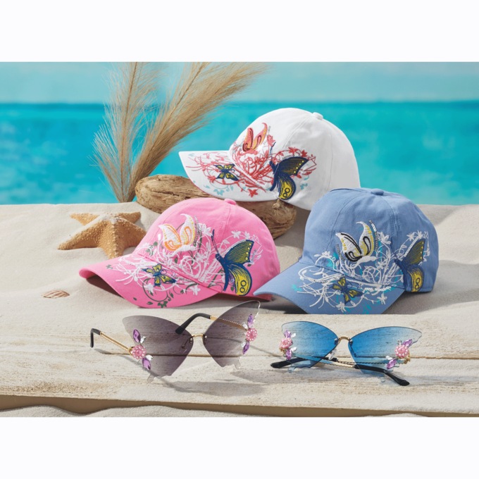Butterfly Embellished Baseball Cap, , large