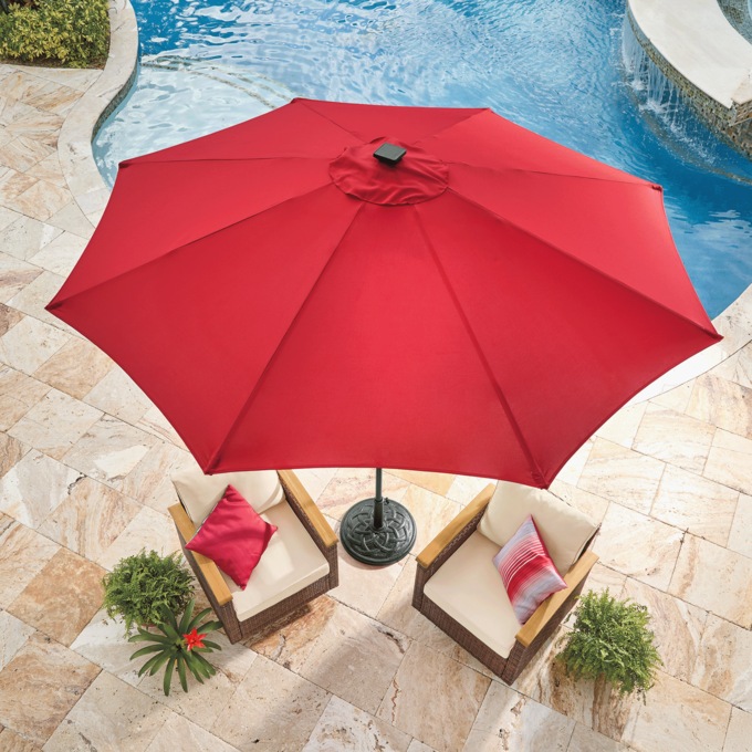 9' Solar Lit Umbrella, , large
