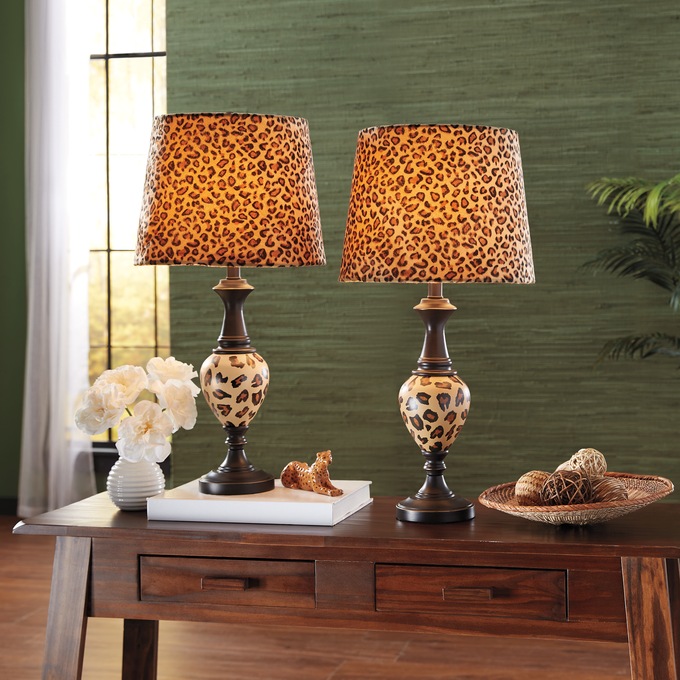 Set Of 2 Leopard Print Lamps, , large