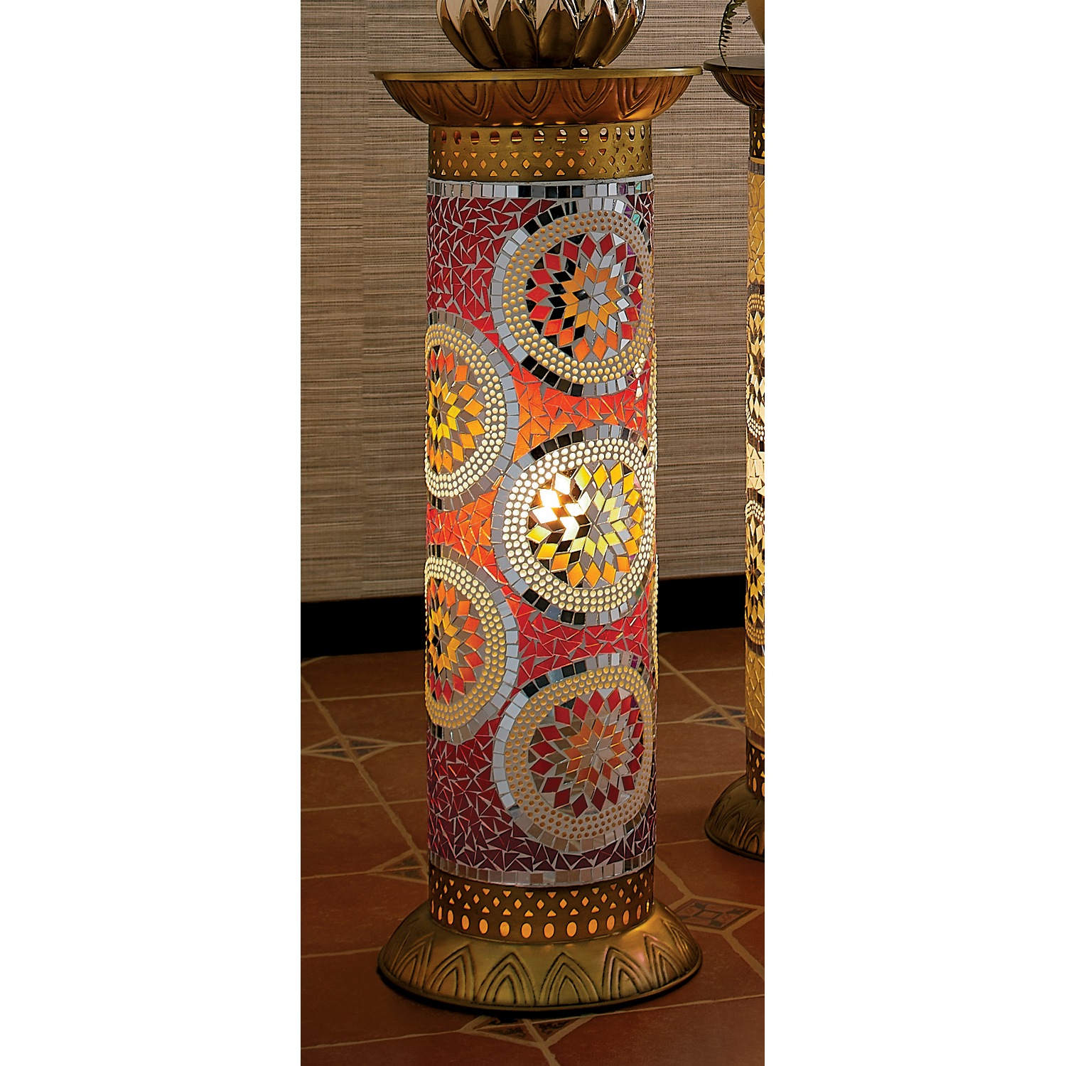 Mosaic Lit Pedestal Table Seventh Avenue