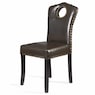 Faux-Leather Nailhead Dining Chair with Elegant Scalloped Back, Chocolate, large