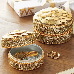 Set of 2 Gold Trinket Boxes, , large