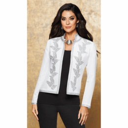 Elsa Embroidered Jacket, White Silver, large