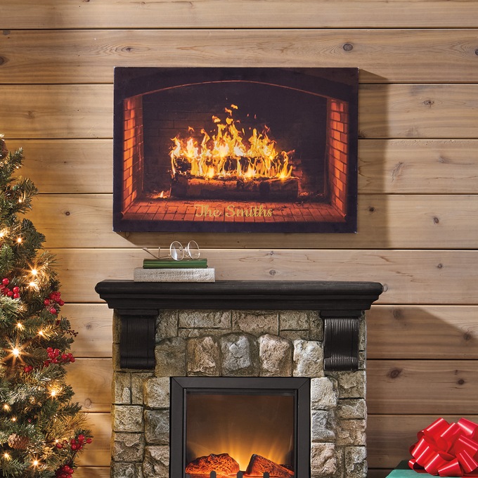 Lit Real Sound Fireplace Wall Art, , large