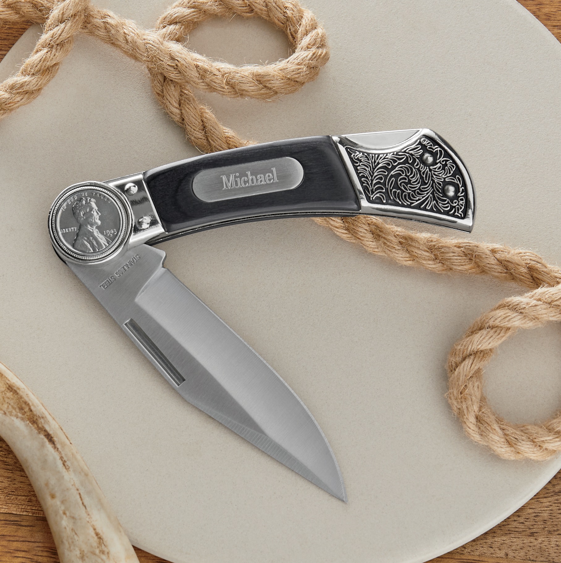 Personalized Lincoln Penny Pocket Knife Seventh Avenue