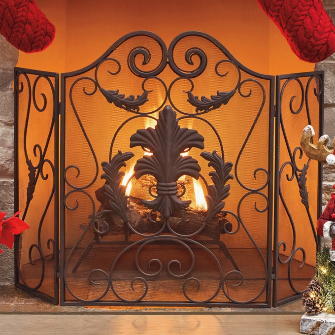 Scroll Fireplace Screen, , large