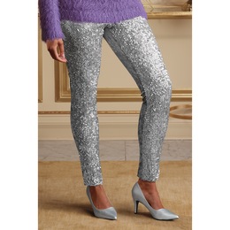 Lucinda Sequin Legging, Silver, large