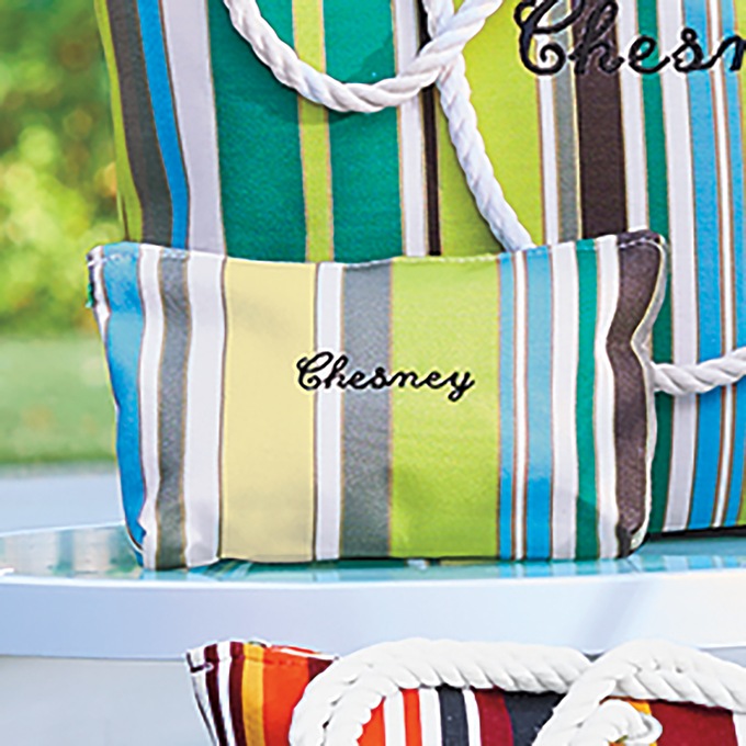 Personalized Striped Pouch, , large