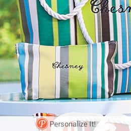 Personalized Striped Pouch, , large