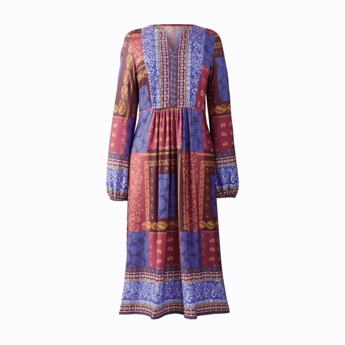 Folksy Beaded Bodice Dress, , large