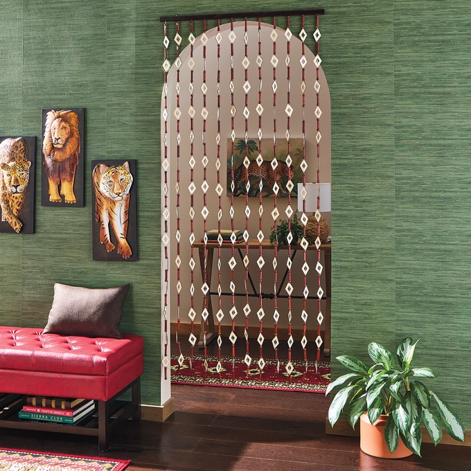 Diamond-Shaped Beaded Door Curtain, , large