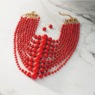 Color Bead Multi-Strand Necklace & Earring Set, , large