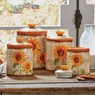 Set of 4 Scripted Sunflower Canister Set, , large