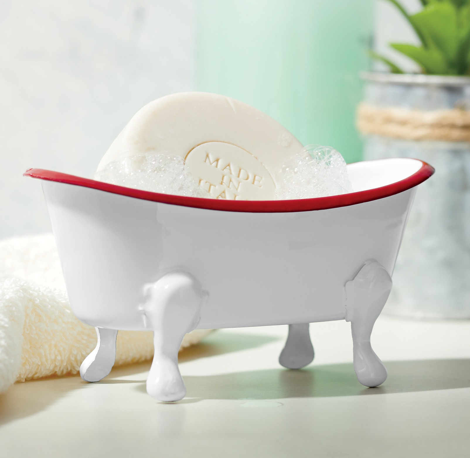 Bathtub Soap Dish, White Red, large