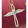 Diamond Cross with Wings Pendant, , large