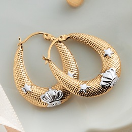 10K Gold Crown/Star Hoops, , large