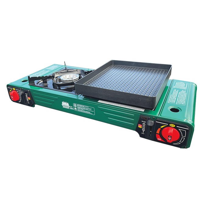 Mr. Outdoors 2-in-1 Double Butane Stove with Griddle, , large