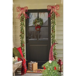 Lit Mixed Christmas Floral Garland, , large