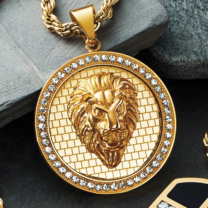 Men's Majesty Lion of Judah Goldtone Pendant, , large