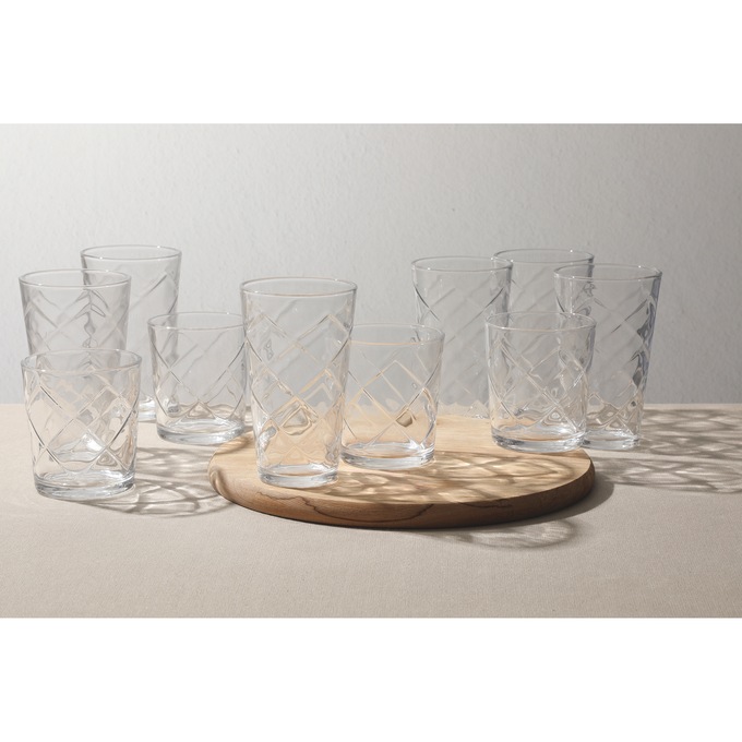 Gibson Home Great Foundations 16-Piece Lattice Double Old-Fashioned Glass and Tumbler Set, , large