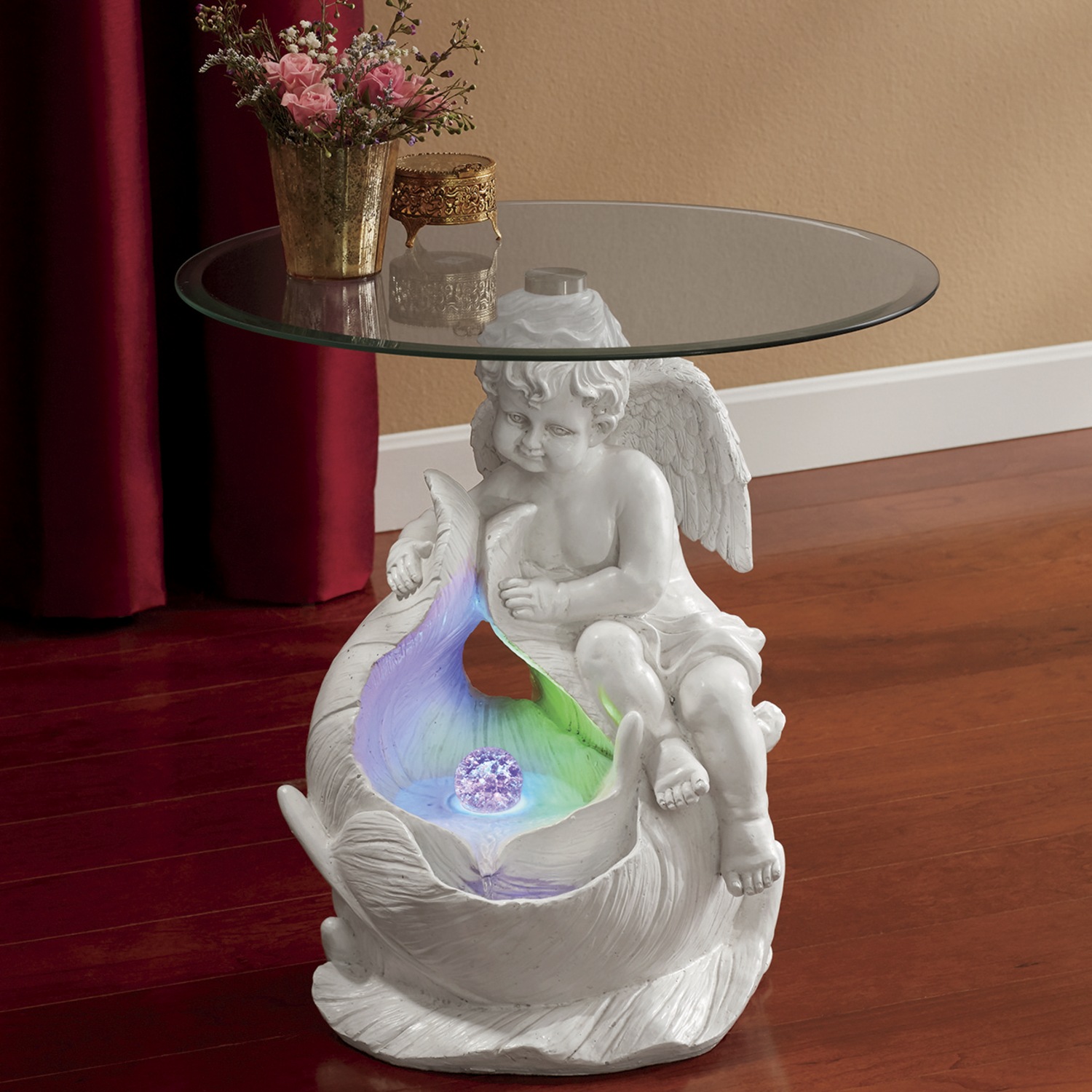 Gazing Angel Table Fountain with LED Lights Seventh Avenue