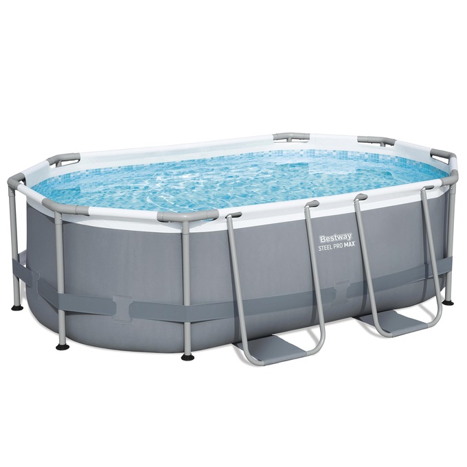 Bestway Steel Pro Max Above Ground Outdoor Swimming Pool Set with Filter Pump, Ladder, and Pool Cover, , large