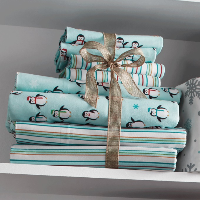 Holiday Print 2-Pack Flannel Sheet Set, , large