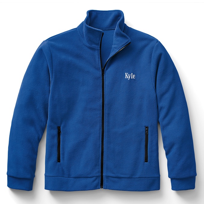 Personalized Men's Fleece Jacket with Front Zipper and Embroidered Name, , large