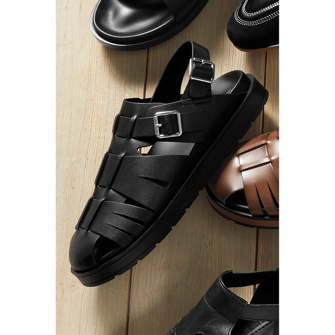 Stacy Adams Largo Faux Leather Slingback Buckle Sandal with Platform, , large