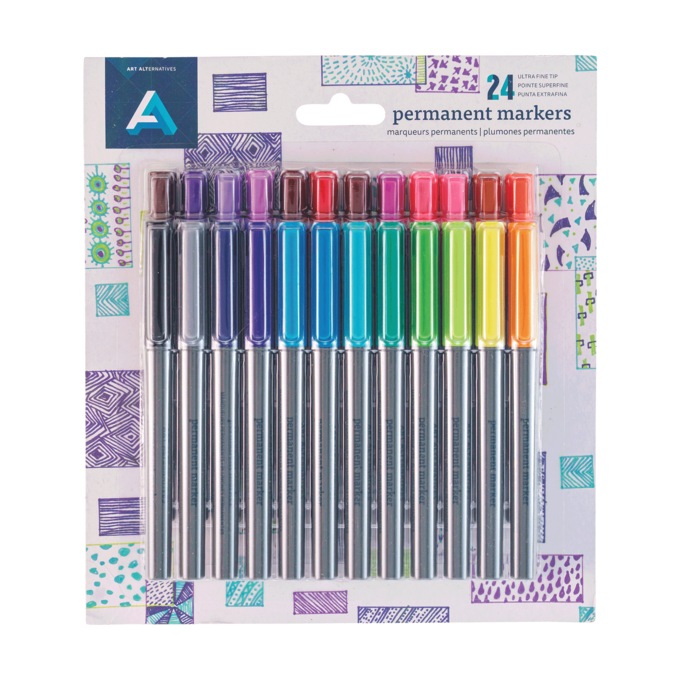 Art Alternatives 24-Piece Extra-Fine Permanent Marker Set, , large