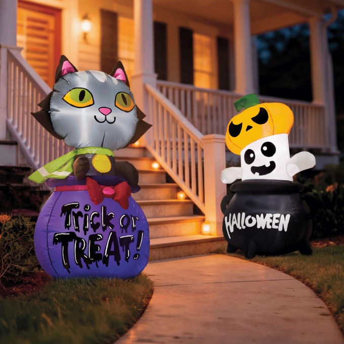 Set of 2 Halloween Inflatables, Multi, large