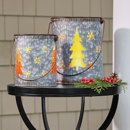 Set of 2 Galvanized Metal Luminaries, , large