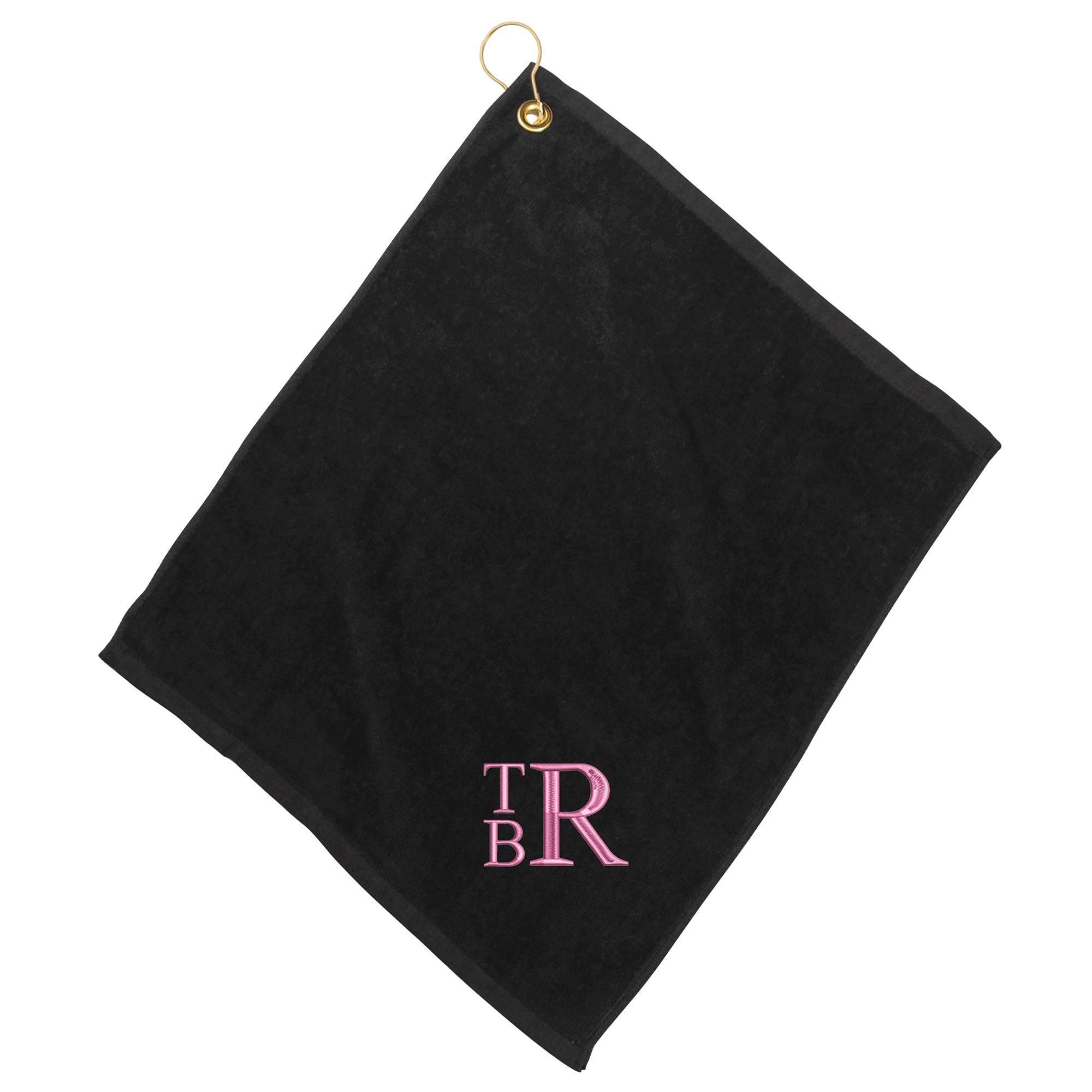 Personalized Stacked Monogram Golf Towel, Baby Pink, large