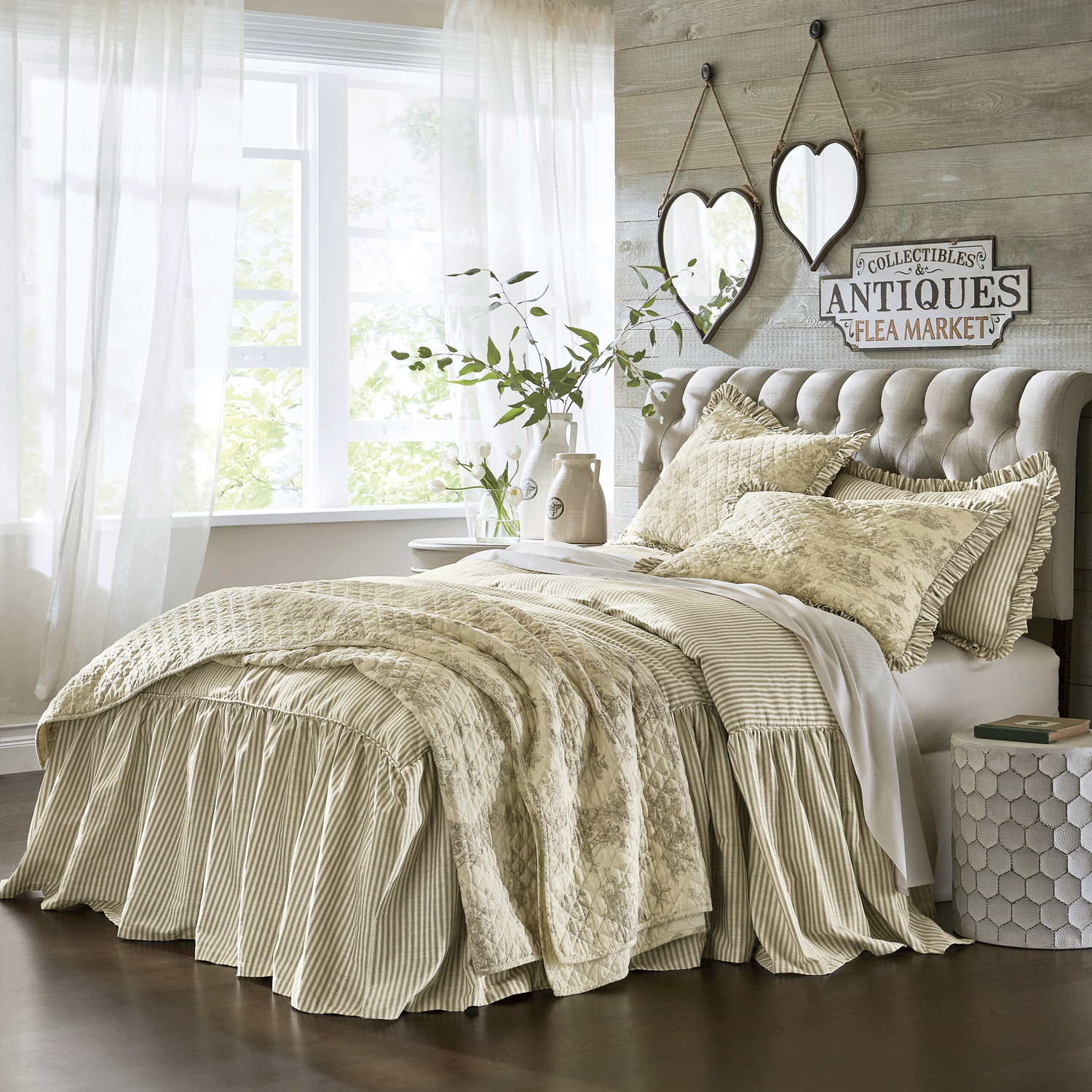 Ticking Stripe Ruffled Bedspread Seventh Avenue Ticking Stripe Ruffled Bedspread