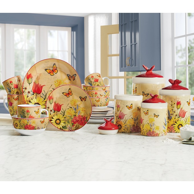 Floral Butterfly Dinnerware &amp; Canister Sets, , large