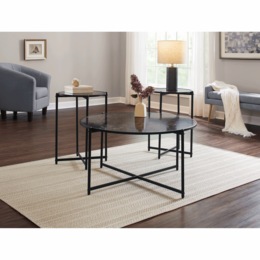 Set of 3 Faux-Marble Tables, , large