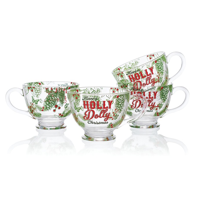 Dolly Parton Holly Dolly Christmas Set of 4 Glass Mugs, , large