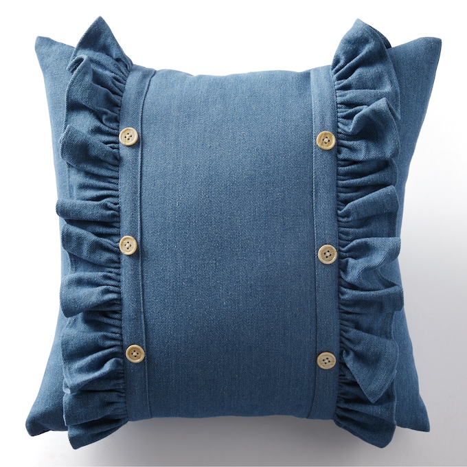 Faux-Denim Accent Pillow, Blue, large