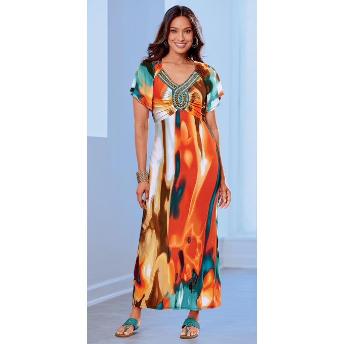 Southwest Beaded Maxi Dress, , large