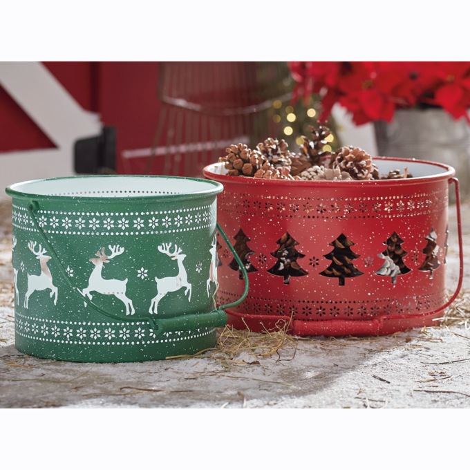 Set of 2 Christmas Buckets, , large