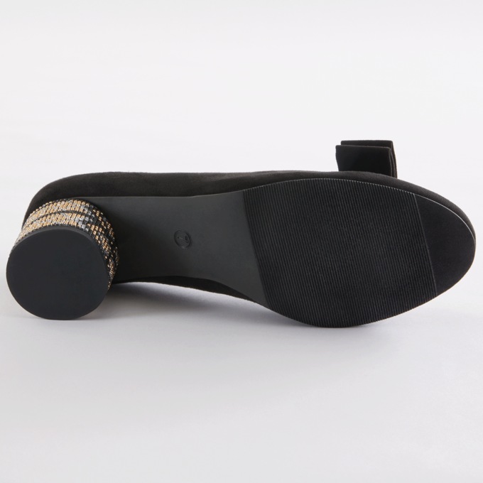 Mosaic Heel Women's Pump with Rhinestone & Stud Bow and Round 2" Heel, , large