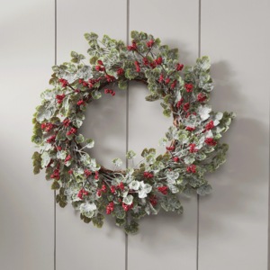 Frosted Mini Grape Leaf Wreath, , large