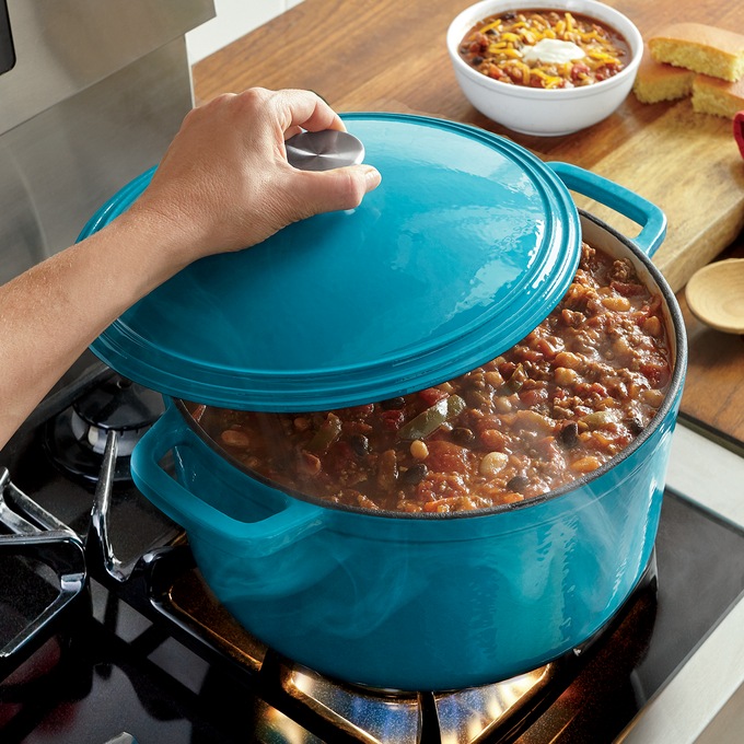 7-Qt. Enameled Cast Iron Casserole with Lid, , large