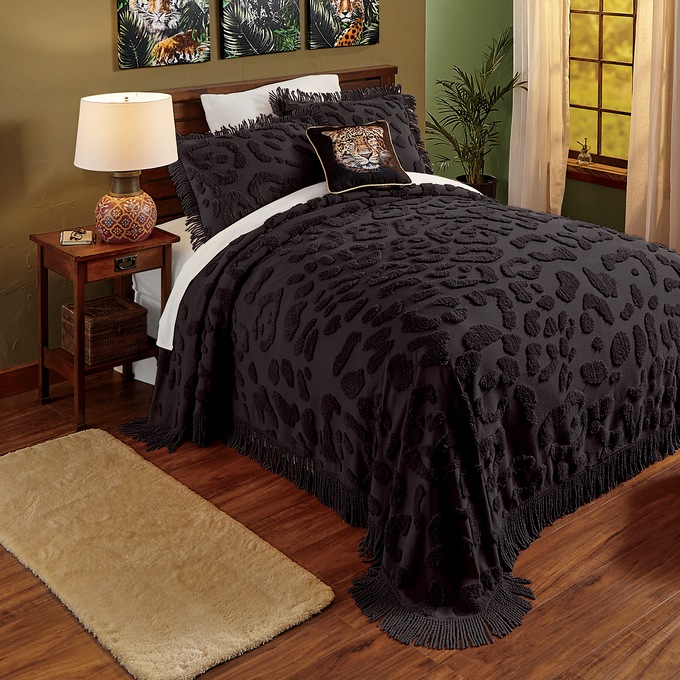 Leopard Chenille Bedspread, , large