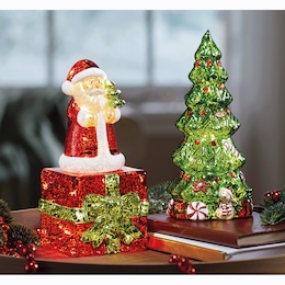LED Glass Christmas Figurine, , large