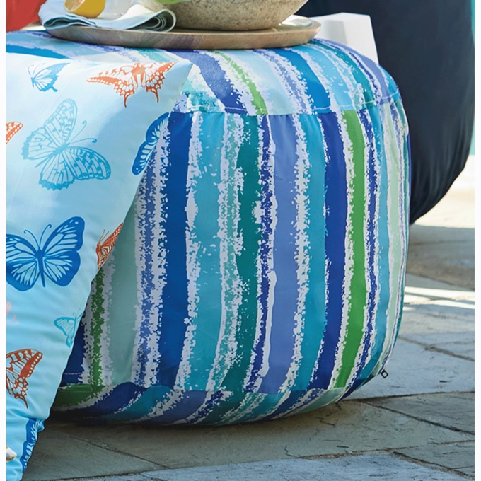 Pouf, Aquamarine Stripe, large
