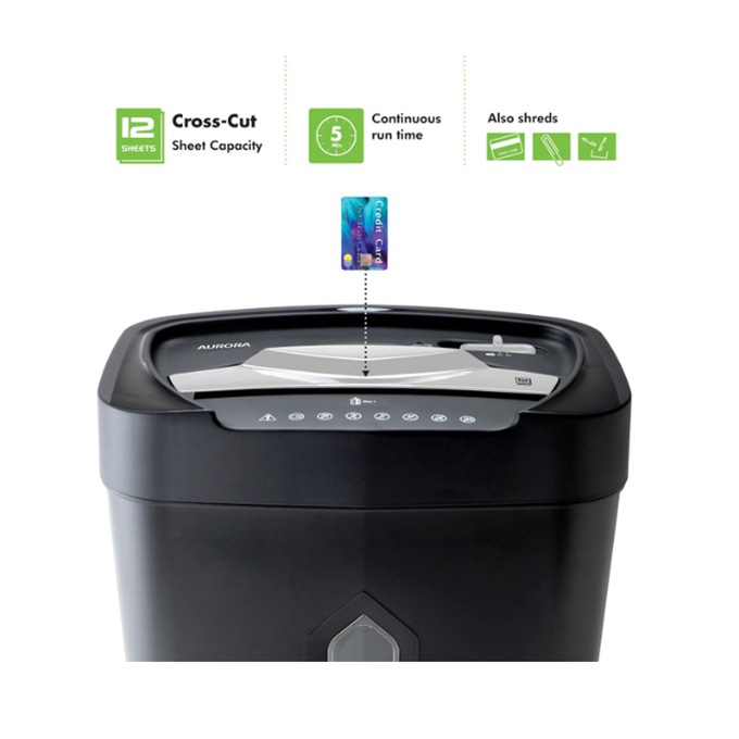 Aurora 12-Sheet Anti-Jam Crosscut Shredder, , large